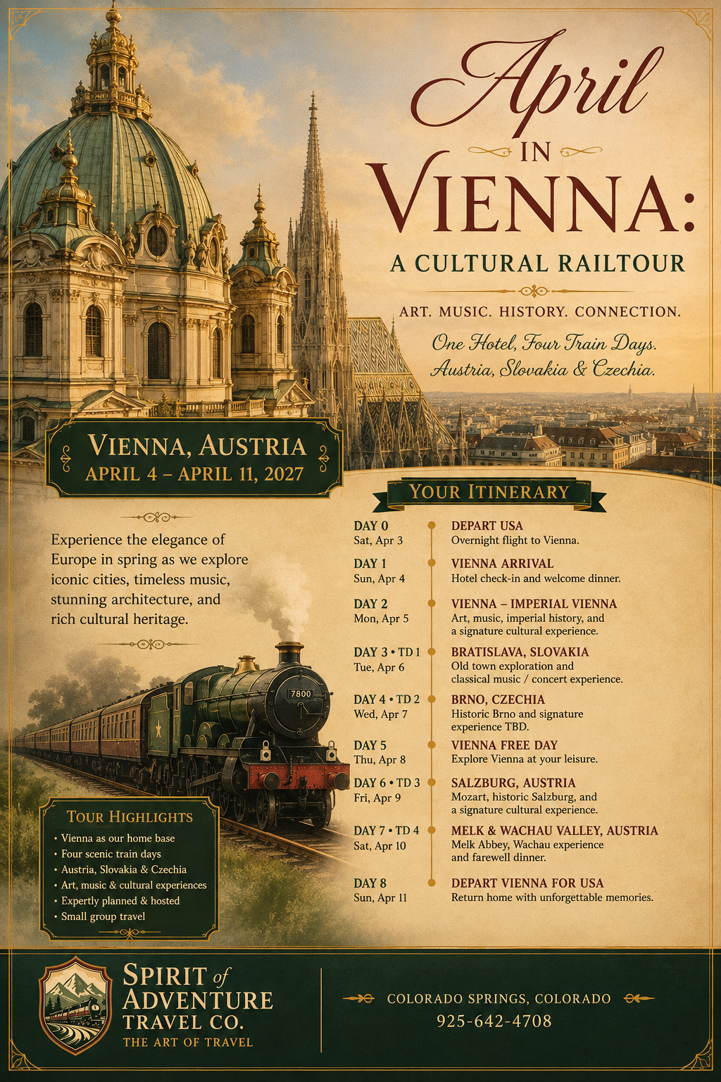 April in Vienna cultural railtour travel poster
