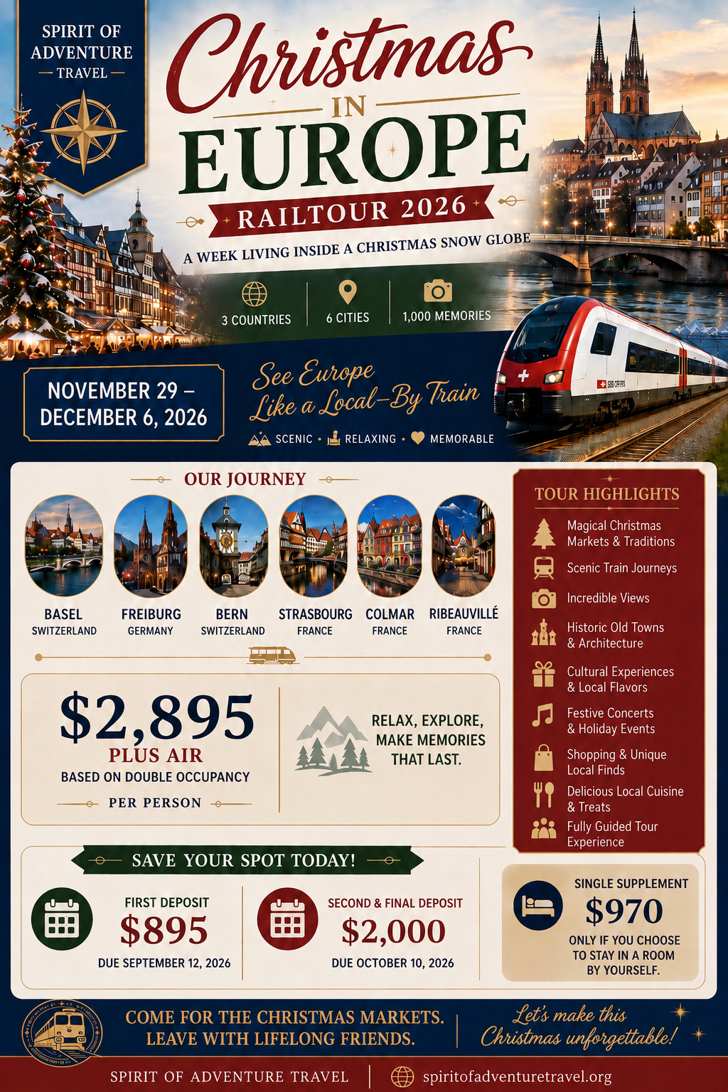 Christmas in Europe Railtour 2026 travel poster