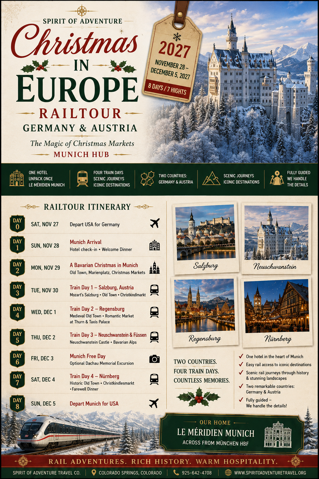 Christmas in Europe Railtour 2027 travel poster
