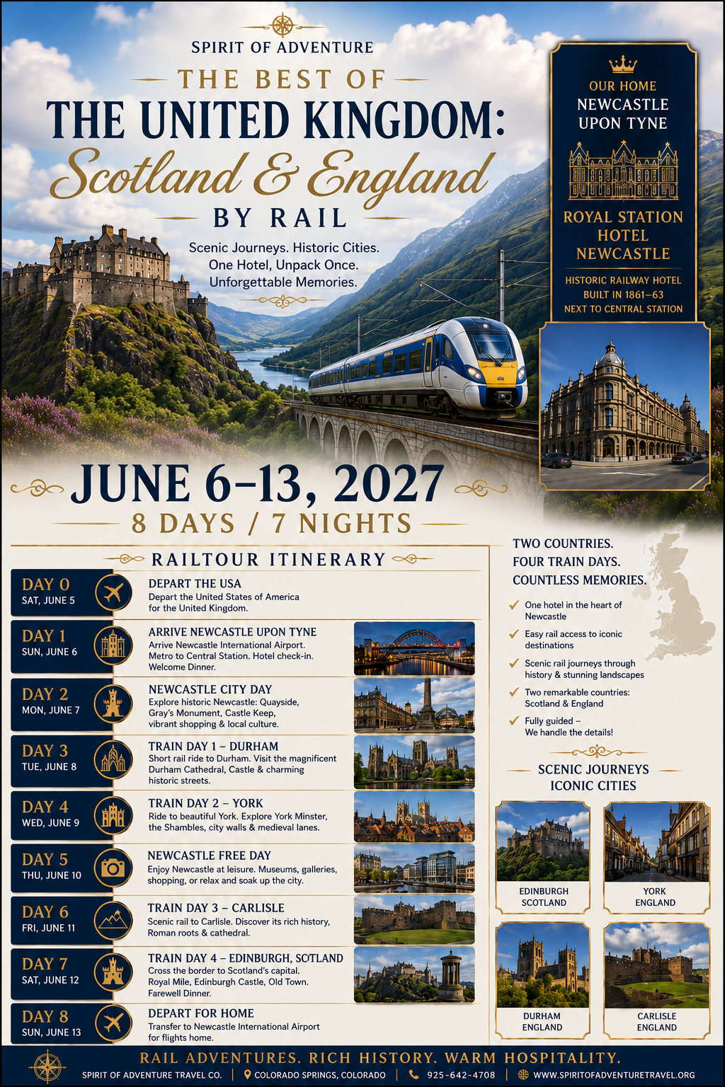 Scotland and England by rail travel poster